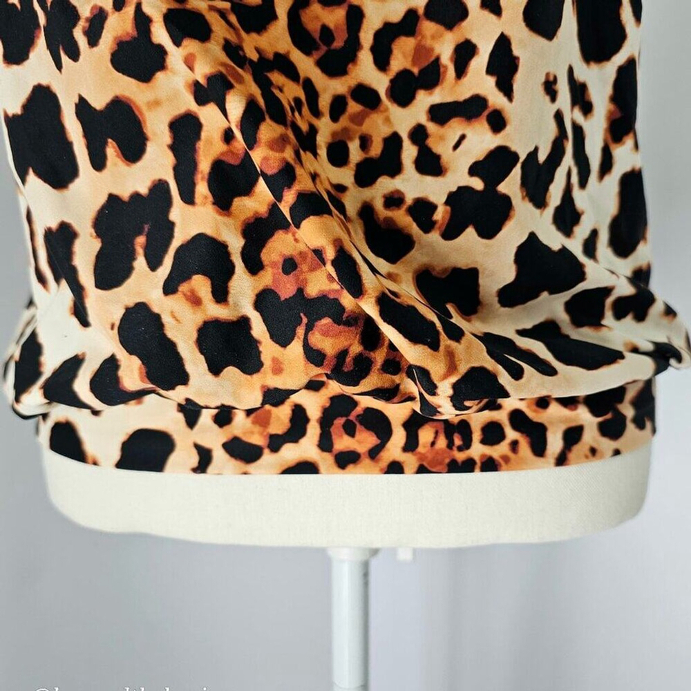 Vince Camuto Cheetah Print Chain Halter Blouson Tankini Top Women's Size M NWT - Picture 3 of 13